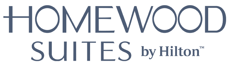 Homewood Suites by Hilton logo in blue text on a white background