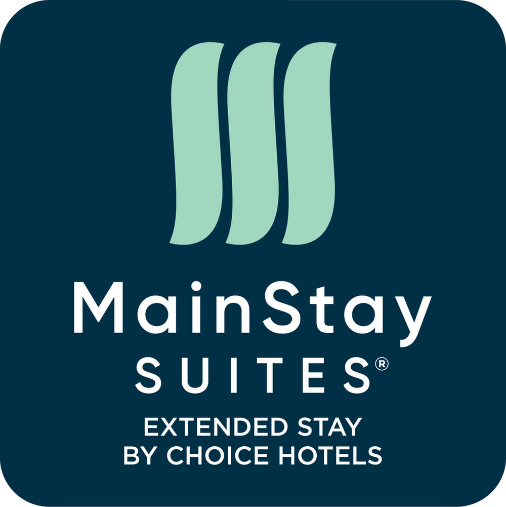 MainStay Suites logo on a dark blue background