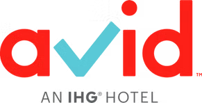 Avid IHG Hotel logo with red and blue text on a white background