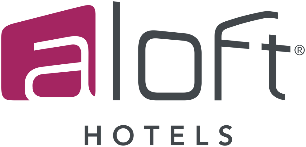 Logo of Aloft Hotels with a magenta square and black text on a white background