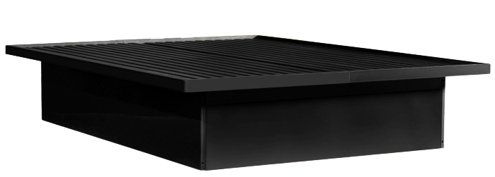 Black rectangular metal grill cover with a slotted top, shown at an angle on a white background.