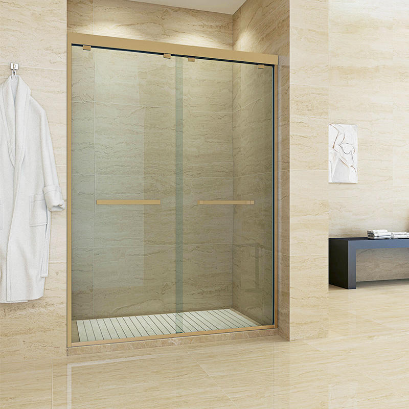 Modern shower enclosure with glass door in a bathroom setting